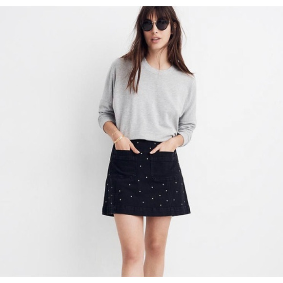 Madewell Black Mini Jean Skirt